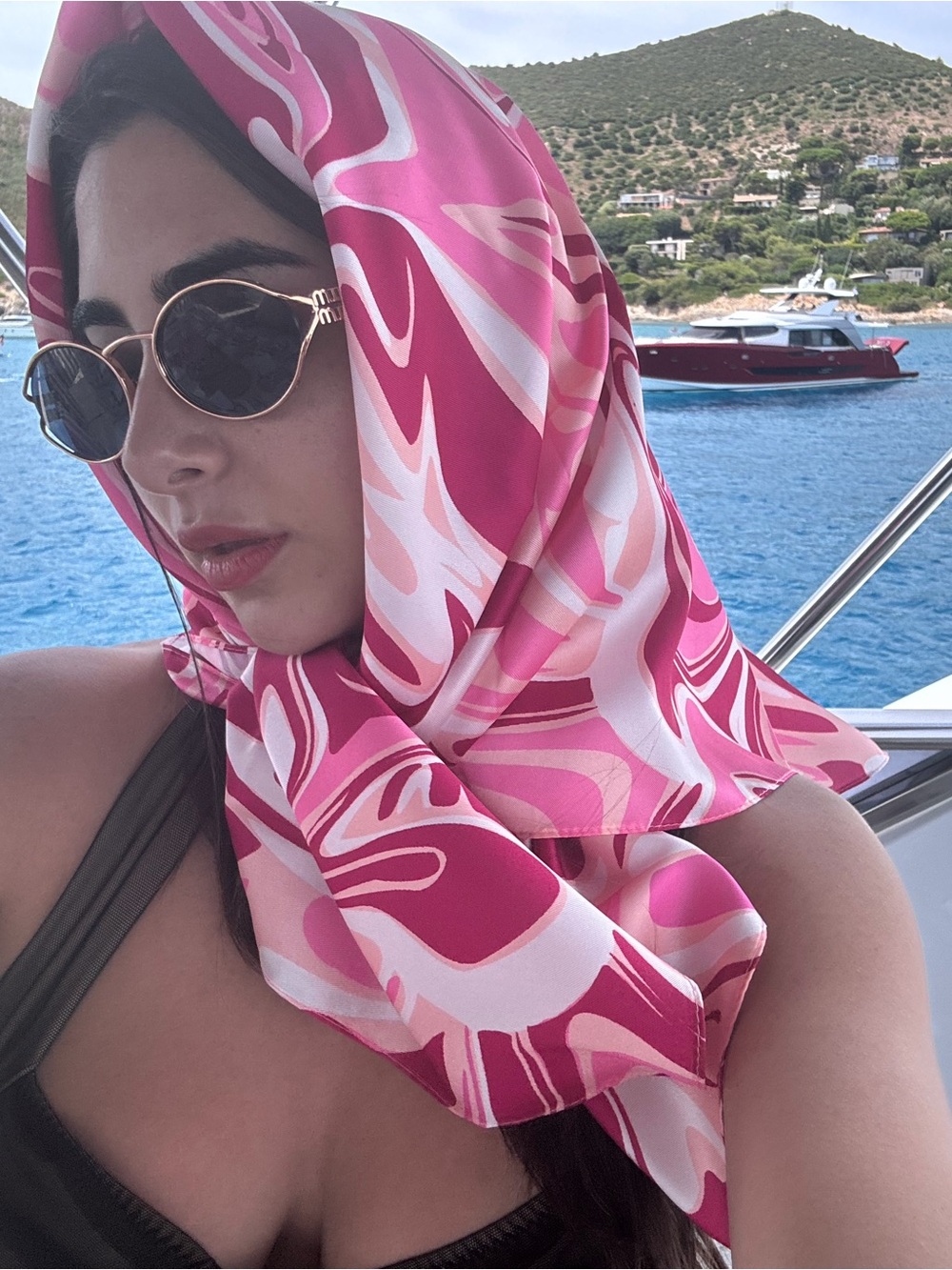 Women’s Pink Swirl Head Scarf - Fashion Swim Cover